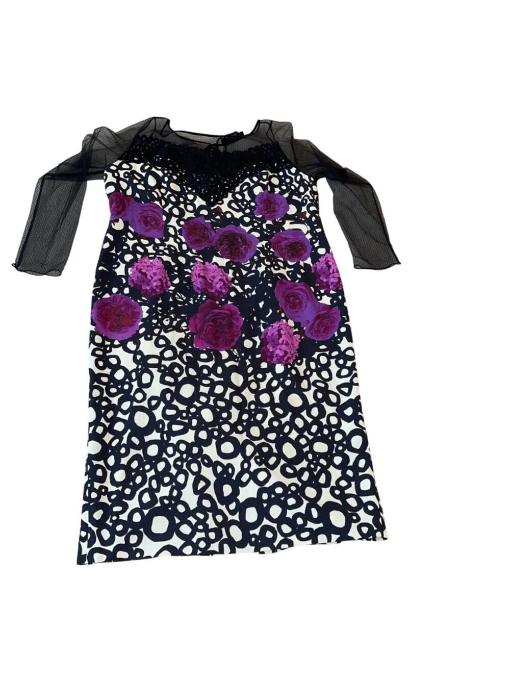 Marina Rinaldi Womens Embellished Midi Dress Size 18 Black Sheath Lace Floral